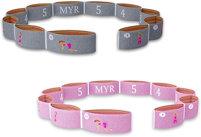 2 PCS Stretch Bands For Kids and Adults – Yoga Straps for Stretching with Multi- Loop – Workout Guide – Video For Exercise, Elastic Stretch Strap Pilates, Yoga, Dance, Gymnastics, Dance, Ballets Bands - Bloomnest