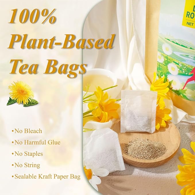 WT WEETEE Raw Dandelion Root Tea Bags, 100 Count Premium Dandelion Tea, Natural, Unprocessed, Earthy Flavor, Caffeine Free Herbal Tea - Bloomnest
