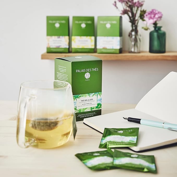 Palais des Thés - Alizes Winds Green Tea - Peach & Orange Blossom - Premium Tea Bags, Serves 20 Cups - Bloomnest