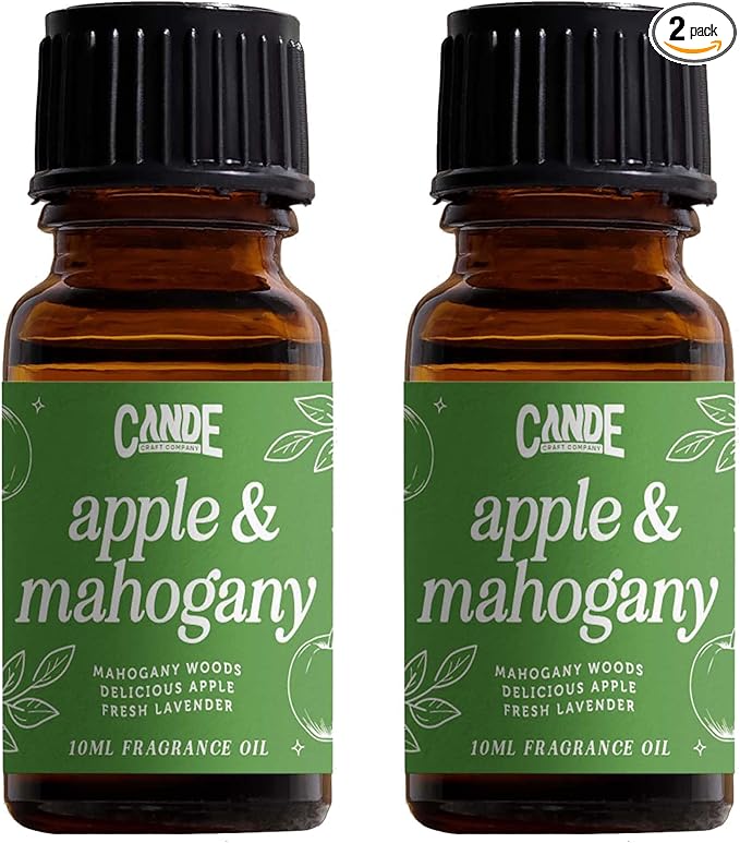 CANDECraftCo Premium Fragrance Oil – Diffuser Oils Fragrances Scented for Home, Candle Soap Making Supplies, Aromatherapy Blends for House (0.34 Fl Oz) (2-Pack, Apple + Mahogany) - Bloomnest