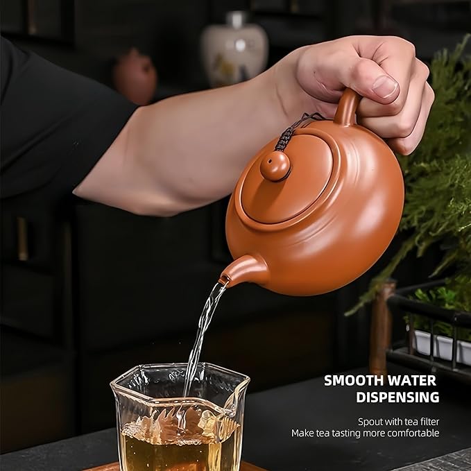 Teapot 14oz Large Capacity Chinese Yixing Zhuni Clay Tea Pots Infuser for Loose Tea Handmade Gift