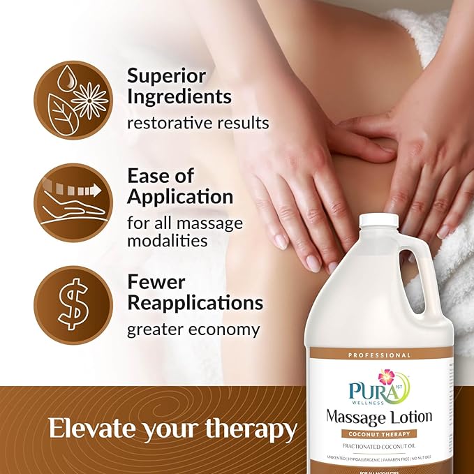 Coconut Therapy Massage Lotion, Physical Therapy Coconut Lotion, Professional Deep Tissue Therapy, Unscented, Recovery, 128oz - Bloomnest