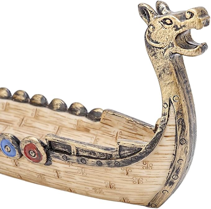 Comeon Retro Incense Burners Traditional Chinese Design Dragon Boat Incense Stick Holder Burner Hand Carved Carving Censer Ornaments (Brown) - Bloomnest
