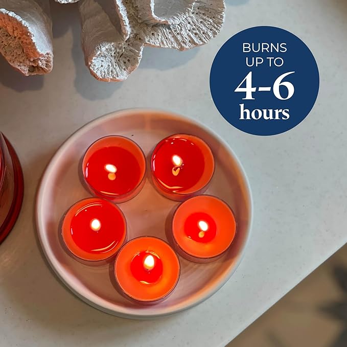 PartyLite Set of 12 Tea Lights Candles, Grapefruit & Rosemary Scent, Aromatherapy Scented Candles Gift Set, Up to 4 to 6 Hours Burn Time - Bloomnest