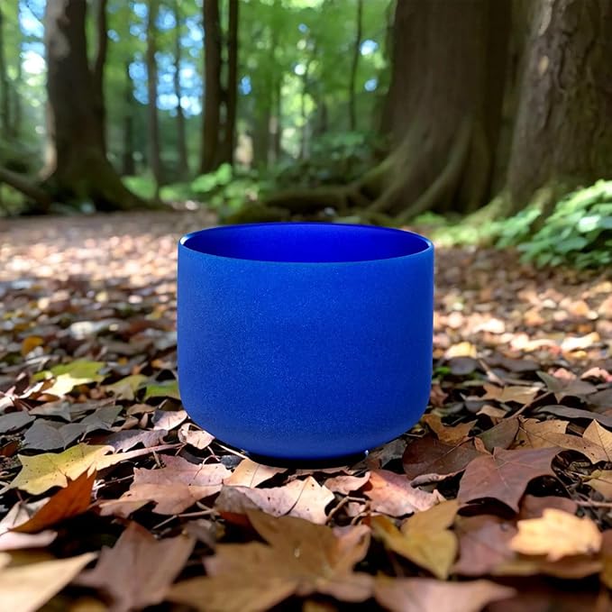 7 inch Indigo A Note Third Eye Chakra Quartz Crystal Singing Bowl, for Healing Mindfulness Meditation Yoga Sound Baths, with Rubber Mallet O-ring
