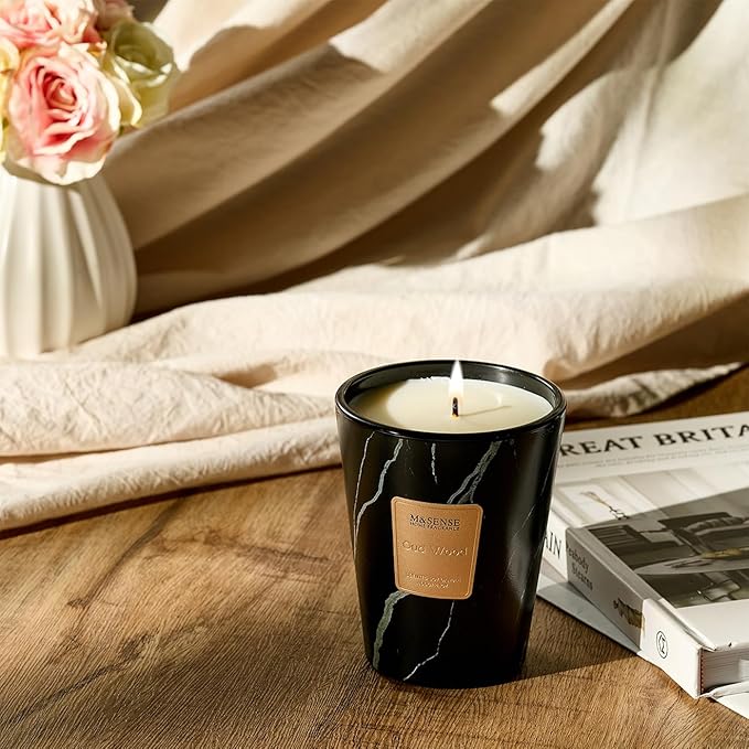 M&SENSE OudWood Scented Candles for Home, Lead-Free Wick Highly Scented Jar Candles, 14.1 Oz 80 Hours Lasting Burning Candles Gifts for Women, Relaxing Aromatherapy Candle for Stress Relief - Bloomnest