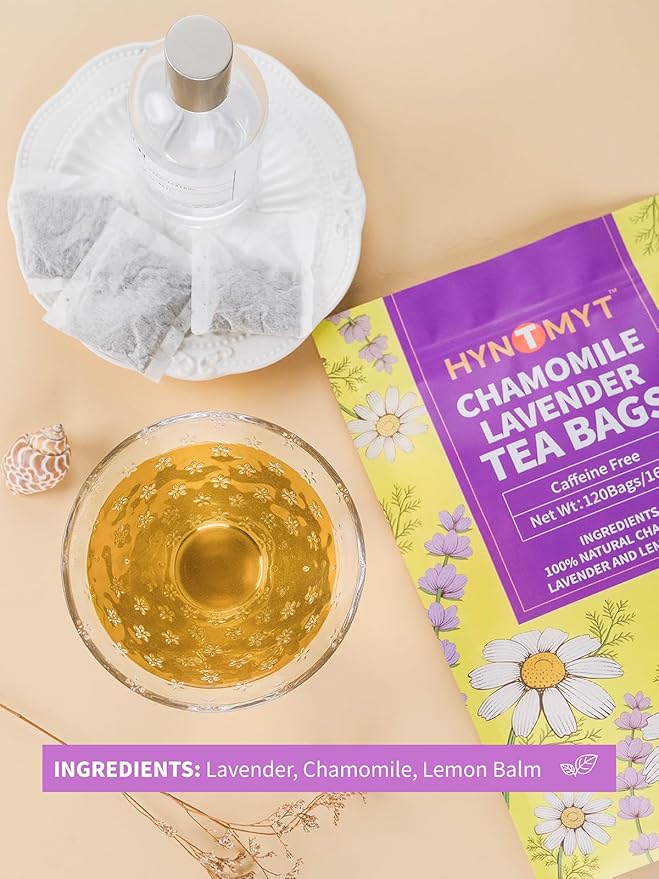 HYNTMYT Chamomile & Lavender Tea, Blend of Chamomile, Lavender, and Lemon Balm, Soothing & Aromatic, Caffeine Free, 120 Count - Bloomnest
