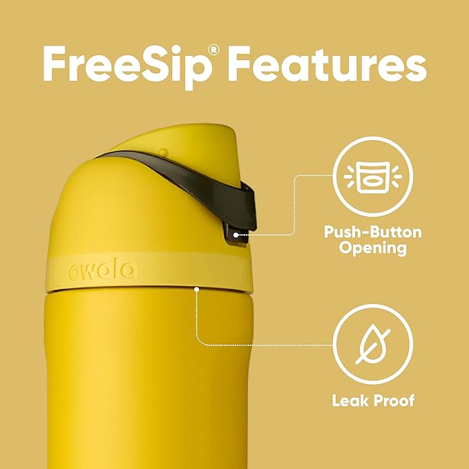 Owala Harry Potter FreeSip Insulated Stainless Steel Water Bottle with Straw, BPA-Free Sports Water Bottle, Great for Travel, 24 Oz, Hufflepuff Owala