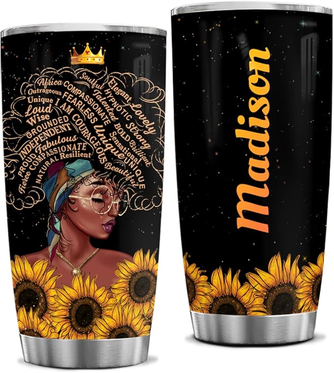 winorax Black Girl Tumbler Personalized Melanin Cup 20oz 30oz Stainless Steel Insulated Tumblers Coffee Mug With Lid Birthday Christmas African Gifts For Women Afro Girls Queen Friends Sister - Bloomnest