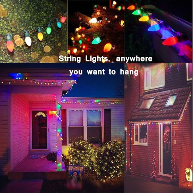 SUNSGNE 25 Pack C7 Multicolor Christmas Replacement Bulbs, Vintage Multicolor Ceramic Light Bulbs for C7 Christmas String Lights, E12/C7 Candelabra Base, 5 Watt - Bloomnest