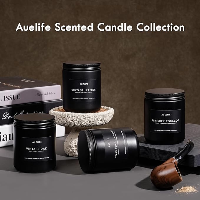 Scented Candles Set | Masculine Candle, Gifts for Men - Soy Candles for Home Scented - 4 Pack Aromatherapy Candle Gift - Scent of Vintage Oak/Cedar Oakmoss/Magnolia & Sandalwood/Pine & Clove - Bloomnest