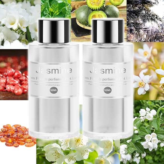 Amor Lyris 2 Packs Essential Oil Refill for Smart Car Air Freshener, 3.5OZ Car Diffuser Refill, Aromatherapy Perfume Refill Can be Used for 4-8 Months, Made with Natural Plant Extracts, Jasmine - Bloomnest