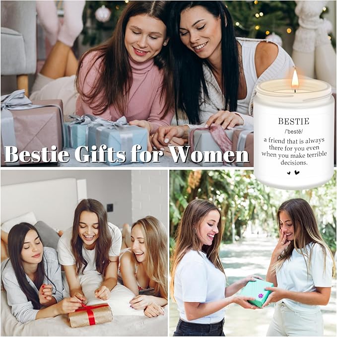 Homsolver Bestie Gifts, Friendship Gifts for Women, Christmas Mothers Day Valentines Gift, Bestie Scented Candle