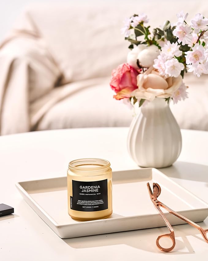 M&SENSE Gardenia Jasmine Scented Candle, 50 Hours Slow Burning Clean Non Toxic 7.05oz 2 Wicks Highly Scented Aromatherapy Candle for Housewarming Gifts, Long Lasting Fragrance for Bath & Office - Bloomnest