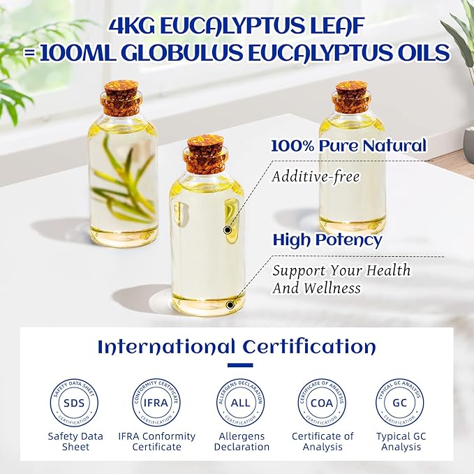HIQILI 100ML Eucalyptus Essential Oil for Spray, Diffuser & Skin, 100% Pure Undiluted - 3.38 Fl Oz - Bloomnest