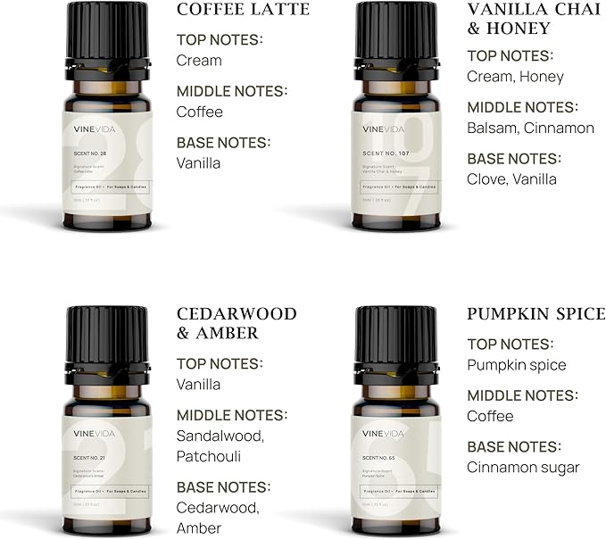 VINEVIDA [Set of 8] Fall Scents for Candle Making, Made in USA Candle Fragrance Oil, Soap Making Essential Oils, Diffuser Oil Scents - Bloomnest