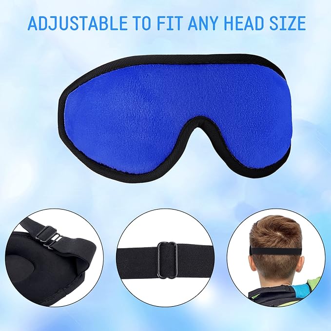 2 Pieces 3D Sleep Mask for Kids Memory Foam Contoured Eye Mask, Travel Sleep Eye Cover with Adjustable Strap, 3D Blindfolds(Blue and Green) - Bloomnest