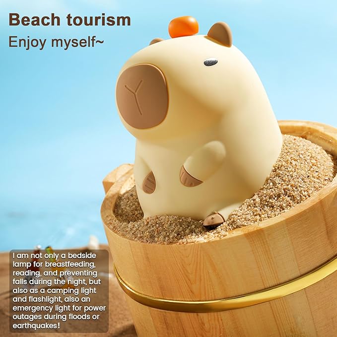 Orange Capybara Cute Night Light, LED Squishy Novelty Capybara Lamp, Food Grade Silicone Dimmable Nightlight, Boys Girls Funny Capybara Light, Light Up Capybara Gifts, Room College Décor - Bloomnest