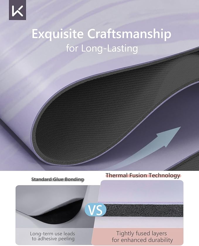 KEEP Professional Yoga Mat with Strap for Men and Women, 5mm Heavy High-Density Natural Rubber Mat for Premium Material Superior Grip, Non-Slip, Eco-Friendly 72"x26" Exercise Mat