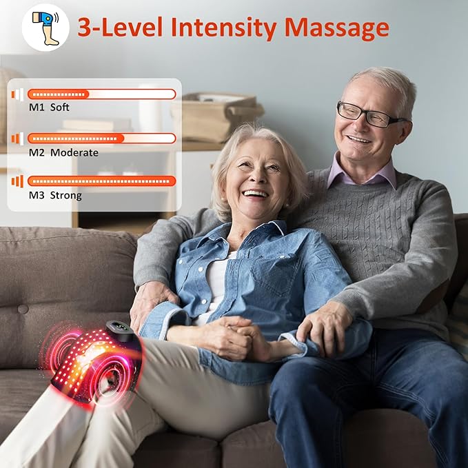 Infrared Light Knee Massager with Heat and Red Light Therapy, 660nm & 850nm Knee Pain Relief, Vibration Heated Cordless Knee Wrap for Elbow Shoulder to Women Men and Elder - Bloomnest