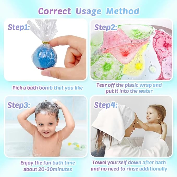 Bath Bombs for Kids with Toy Inside, 36 Pcs Bath Bombs with Glow in The Dark Dinosuar, Animal and Ocean Surprise Inside, Handmade Organic Bubble Bath Ball Gift Set for Birthday, Easter, Christmas - Bloomnest
