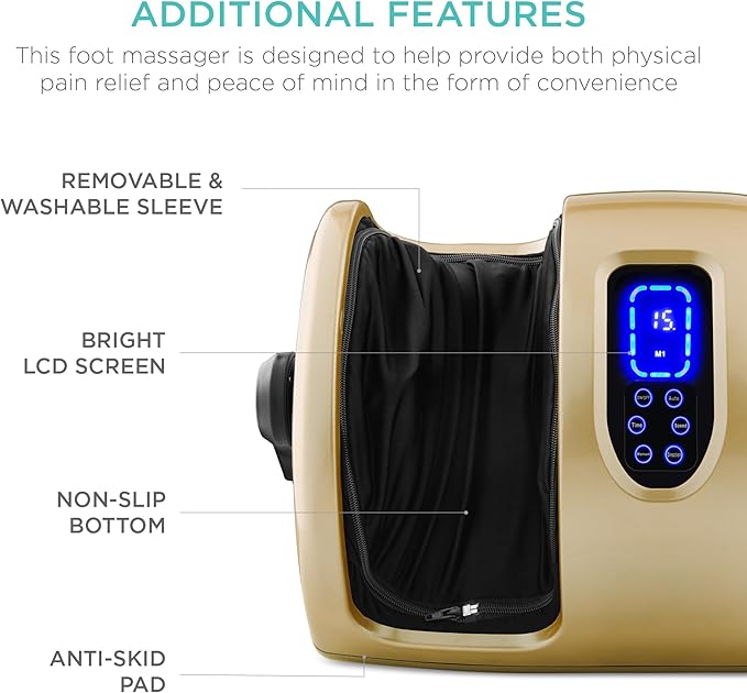 Best Choice Products Heated Shiatsu Foot Massager for Pain Relief, Plantar Fasciitis, Neuropathy, Blood Circulation w/Compact Design - Gold - Bloomnest