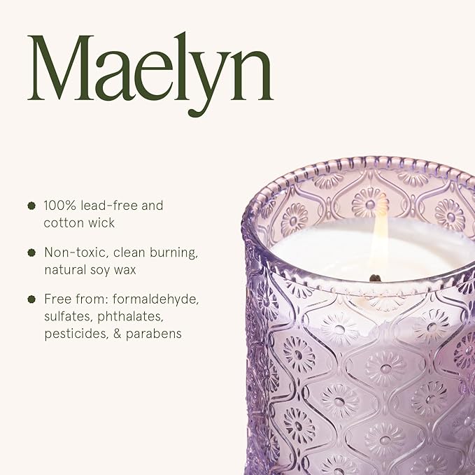 LA JOLIE MUSE Jardin de Lavender Scented Candle - Coconut, Lavender & Sandalwood | 6 oz Natural Soy Wax | 40 Hours Clean Burn | Aromatherapy Candle for Relaxation | Elegant Home Decor - Bloomnest