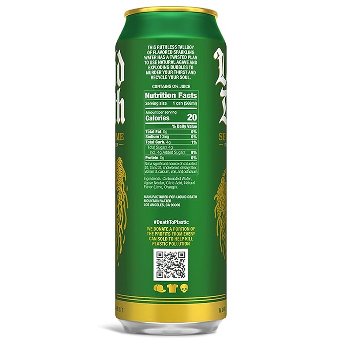 Liquid Death, Severed Lime, Lime-Flavored Sparkling Water, 8-Pack (19.2oz Cans), Low Calorie & No Artificial Sweeteners - Bloomnest