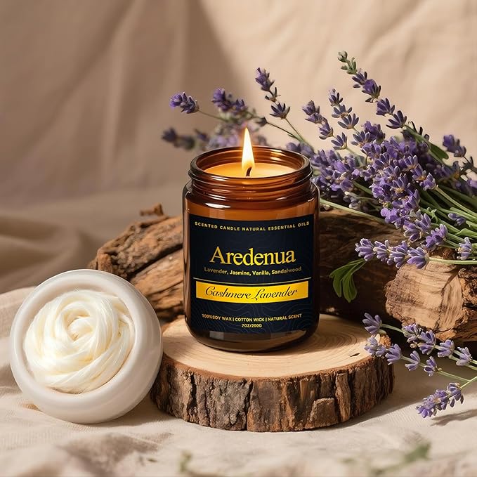 Cashmere Lavender Candle - 7oz Soy Candle for Home Scented, Scented Candles for Home, 50 Hours of Burn Time -Relaxing Floral Aromatherapy Gift for Bedroom - Bloomnest