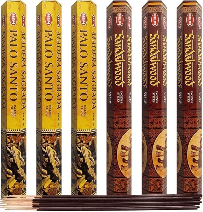 Palo Santo & Sandalwood Incense Sticks & Holder Bundle Variety Pack from Hem Trumiri Insense Insence