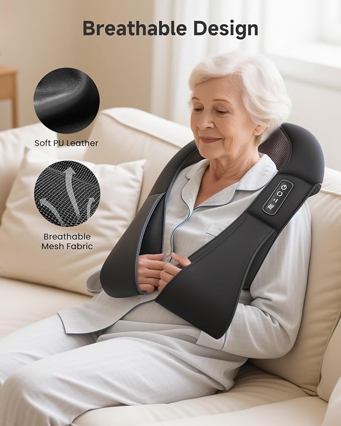 Snailax Shiatsu Neck and Back Massager with Heat, Neck and Shoulder Massager, Deep Kneading Electric Massage Pillow for Shoulder, Back, Leg Muscle for Home & Office, Gifts for Dad