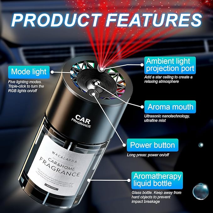 Smart Car Air Freshener Diffuser, Car Scent Diffuser for Essential Oil with 5 Adjustable Modes - Bloomnest