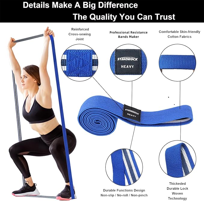 Fabric Resistance Bands for Working Out, 3 and 4 Levels Booty Bands Long Resistance Bands for Women and Men | Elastic Bands for Exercise Bands Resistance Workout Bands Resistance - Bloomnest
