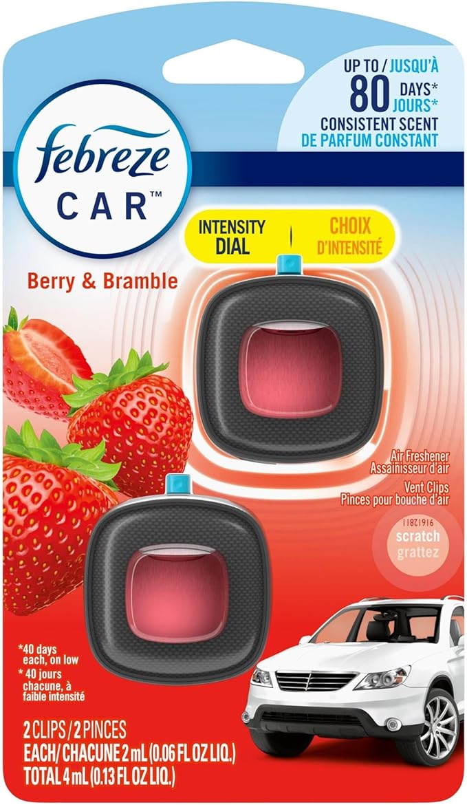 Febreze Car Air Freshener Vent Clip Berry & Bramble Scent, .06 oz. Car Vent Clip, 2 Count - Bloomnest
