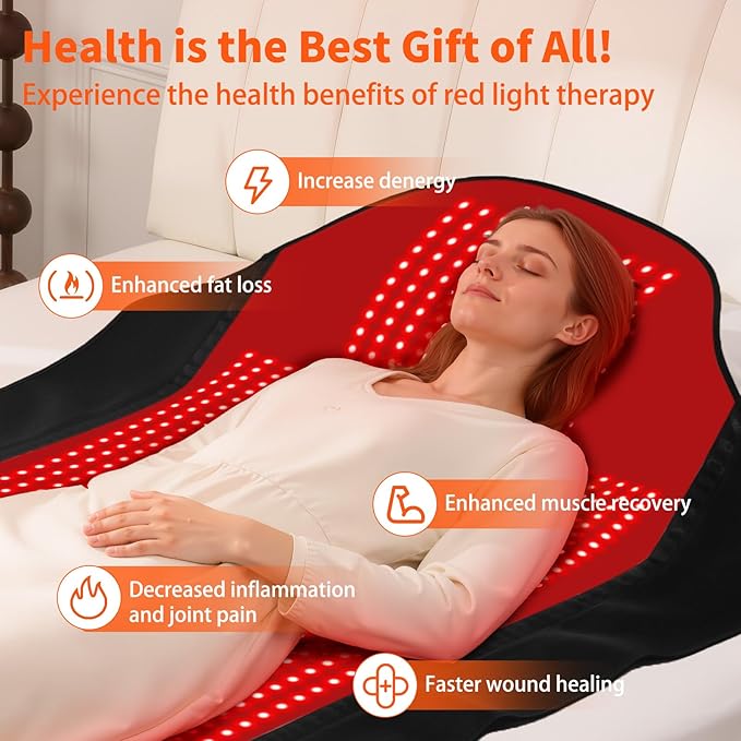 Red Light Therapy Mat for Full Body, Largest 1444 LEDs Near Infrared Light Therapy Pad, 660nm& 850nm 2in1 LEDs Light Blanket, High end Leather, 5 Power Levels UP to 288W, 73"x35" PZJDSR