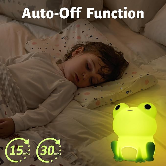 Attivolife Cute Frog Night Light for Kid, Squishy Animal Silicone Lamp, Rechargeable Portable and Dimmable Touch Control, Best Bedroom Bedside Decor Christmas Birthday Gift for Boy Girl Toddler - Bloomnest