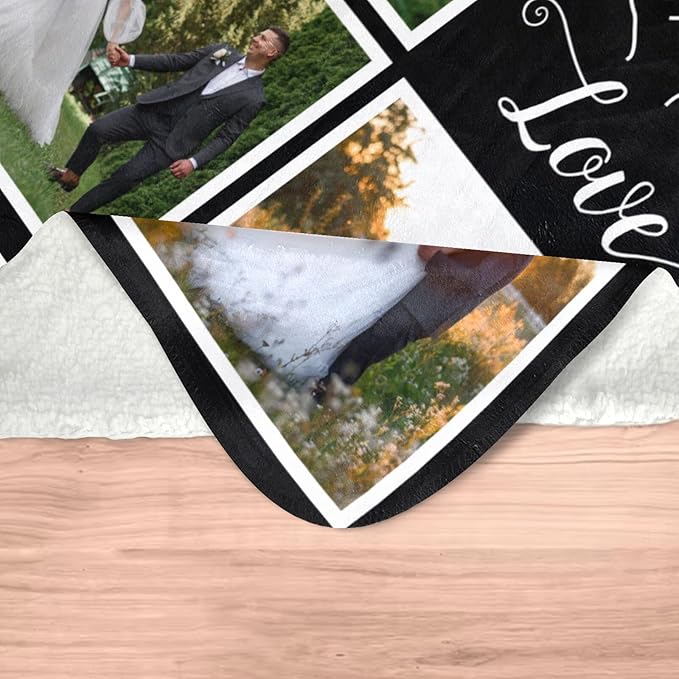 Personalized Couple Gifts for Boyfriends Girlfriends, Custom Blankets with Photos, Personalized Blanket with Photos & Text, Personalized Photo Blankets, Personalized Gifts for Valentines, Anniversary - Bloomnest