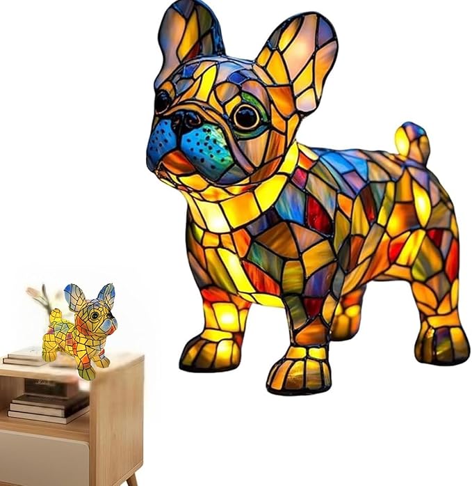 Retro French Bulldog Dog Colorful Resin Dog Table Lamp,3D Cute Pet Dogs Themed LED Night Lamp，Perfect Gift for Pet Lovers Retro Dogs Design Home Decor Lighting (French Bulldog) - Bloomnest