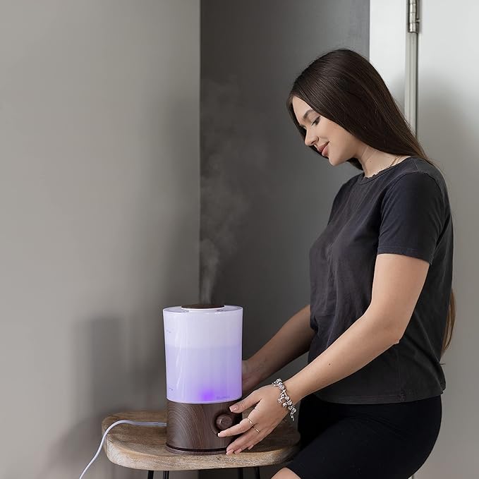 BlueHills Premium 2000 ML XL Essential Oil Diffuser Aromatherapy Humidifier for Large Room Home 40 Hour Run Huge Coverage Area 2 Liter Extra Large Capacity Diffuser High Mist Dark Wood Grain E003 - Bloomnest