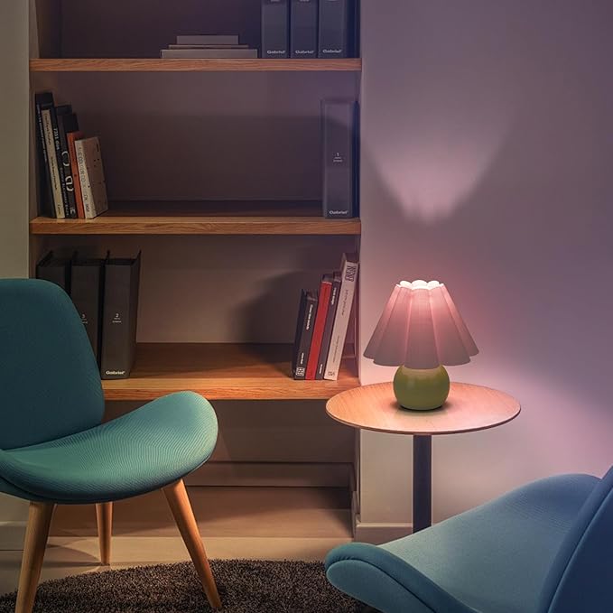 Rechargeable Crodless Small Table Lamp, Battery Operated Remote Control LIght Blue Mini Cute Table Lamps for Bedroom Nightstand, Cute Small Table Lamp for Small Spaces for Kitchen Counter, Bookshelf - Bloomnest
