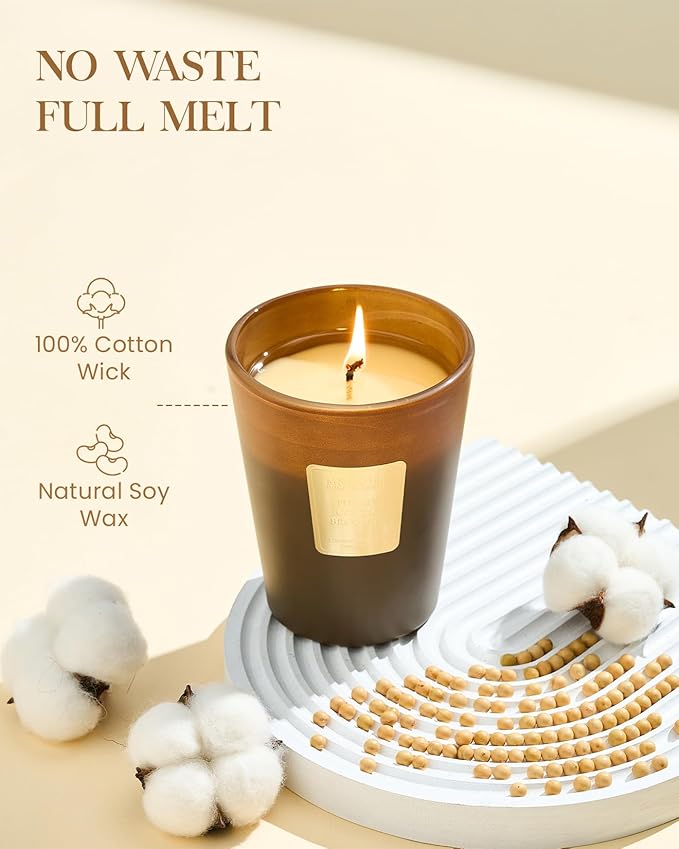 M&SENSE Fudgy Cocoa Brownie Scented Candle Home Decor, Natural Soy Wax,14.1oz 60 Hours Long Lasting Slow Burning, Aromatherapy Fall Winter Candle, Festival Christmas Thanksgiving Housewarming Gifts - Bloomnest