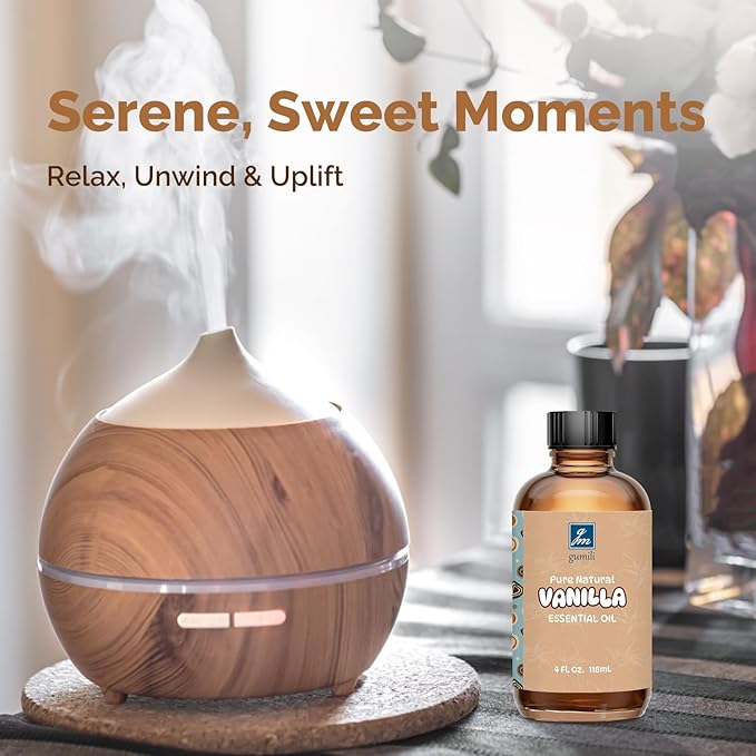 Vanilla Essential Oil 4 Oz, 100% Pure Vanilla Oil for Diffuser, Skin, Hair, Body & Face, Perfume, Sweet Creamy Scent for Relaxation, Aromatherapy & Massage - Bloomnest
