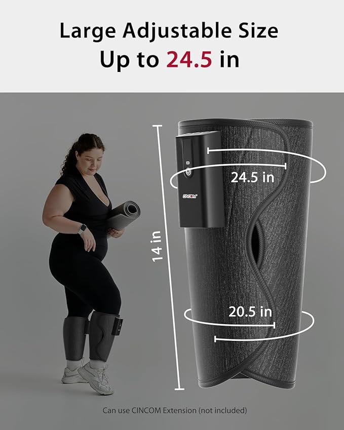 CINCOM Leg Massager with Heat and Air Compression, Cordless Calf Massager for Circulation and Pain Relief, Rechargeable Leg Compression for Edema Relief - Bloomnest