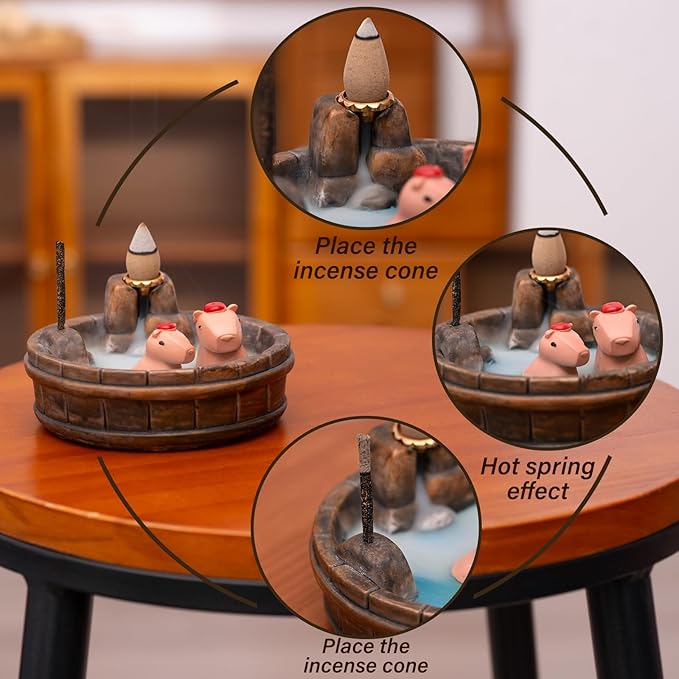 Capybara Backflow Incense Holder - Cute Unique Design Backflow Burner with Waterfall Effect for Relaxation and Aromatherapy, Ideal for Living Room, Yoga Studio, and Creative Spaces - Bloomnest