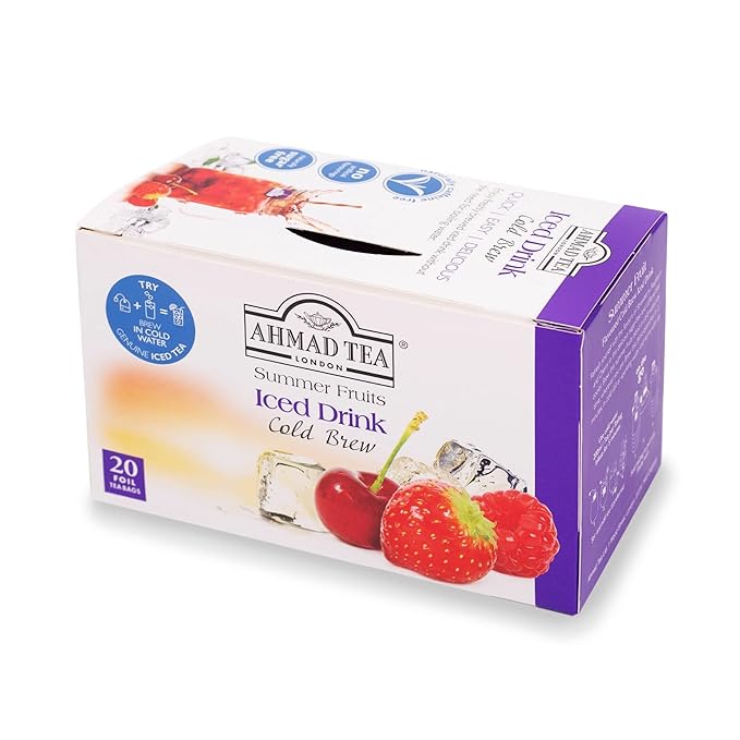 Ahmad Tea Herbal Tea, Cold Brew Summer Fruits Teabags, Iced Tea, 20 ct (Pack of 6) - Decaffeinated - Bloomnest