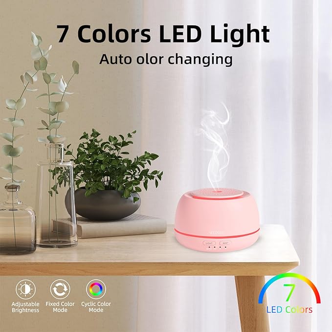 300ML Essential Oil Diffuser with 7 Color LED Light, Remote, 4 Timers, Auto-Off, Ultrasonic Aromatherapy Diffuser for Office, Bedroom, Yoga, Home - Bloomnest