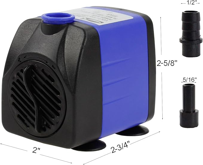 AQUANEAT Small Fountain Pump, 265 GPH Submersible Water Pump with 3.3 ft Tubing, for Aquarium Fish Tank, Pet Water Fountain, Hydroponics, Pond Waterfall Filter Pump - Bloomnest