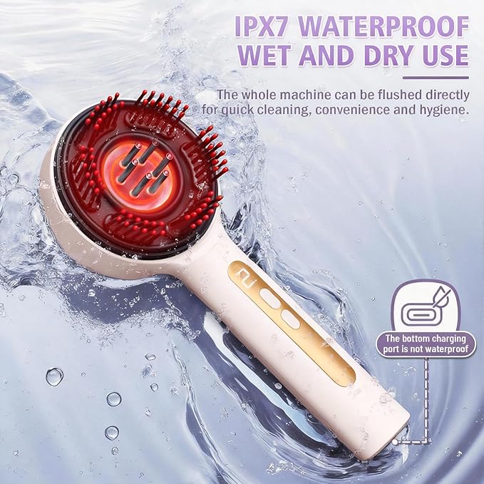 Electric Scalp Massager, 3-in-1 Hair Oil Applicator & Cordless Electric Head Massager, IPX7 Waterproof, Portable Scalp Brush for Home & Travel, White Bloomnest