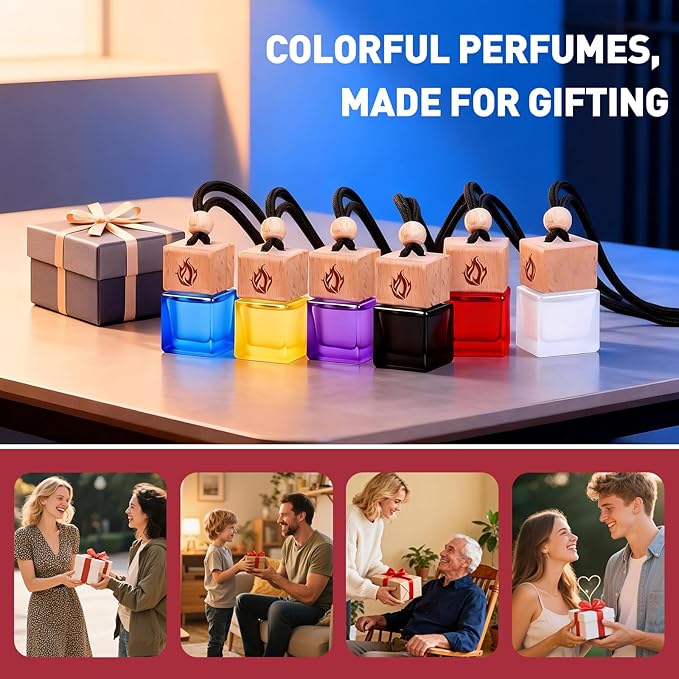 Car Air Freshener Hanging 2 Pack, Rosehip Wine Scent Car Perfume, Long Lasting Automotive Essential Oil Diffuser, Cute Car Accessories for Women Men - Bloomnest