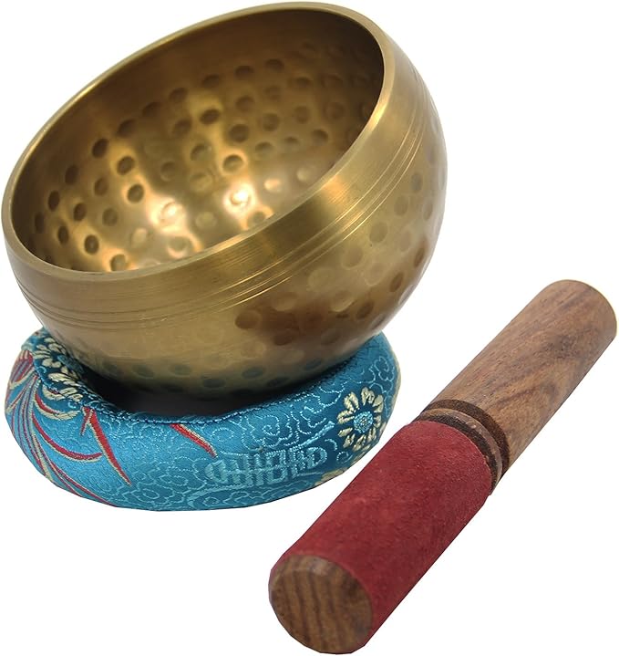 DharmaObjects Tibetan Hand Hammered 5.5 Inches Singing Bowl Cushion Mallet Set - Bloomnest